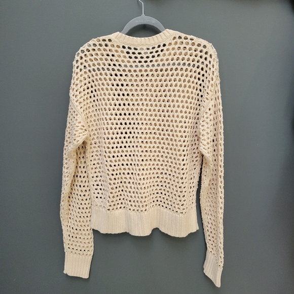 Old Navy Sweater Open Stitch Pullover Natural Wheat Tan 100% Cotton Small Tall - Picture 3 of 5